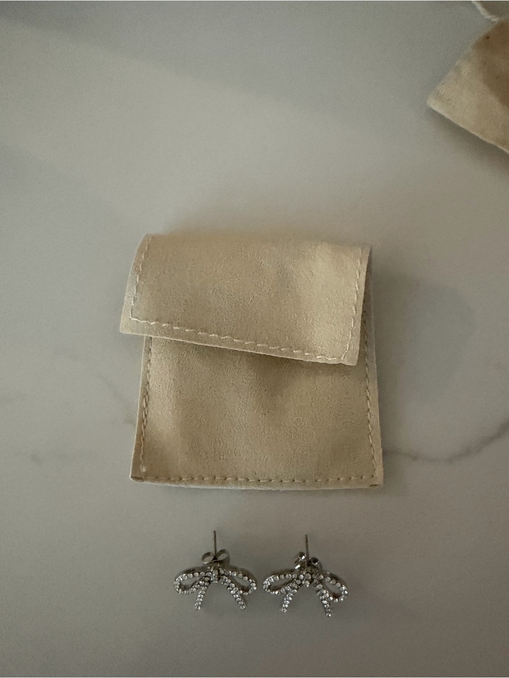 Altar'd State Silver Crystal Bow Stud Earrings - Picture 3 of 3